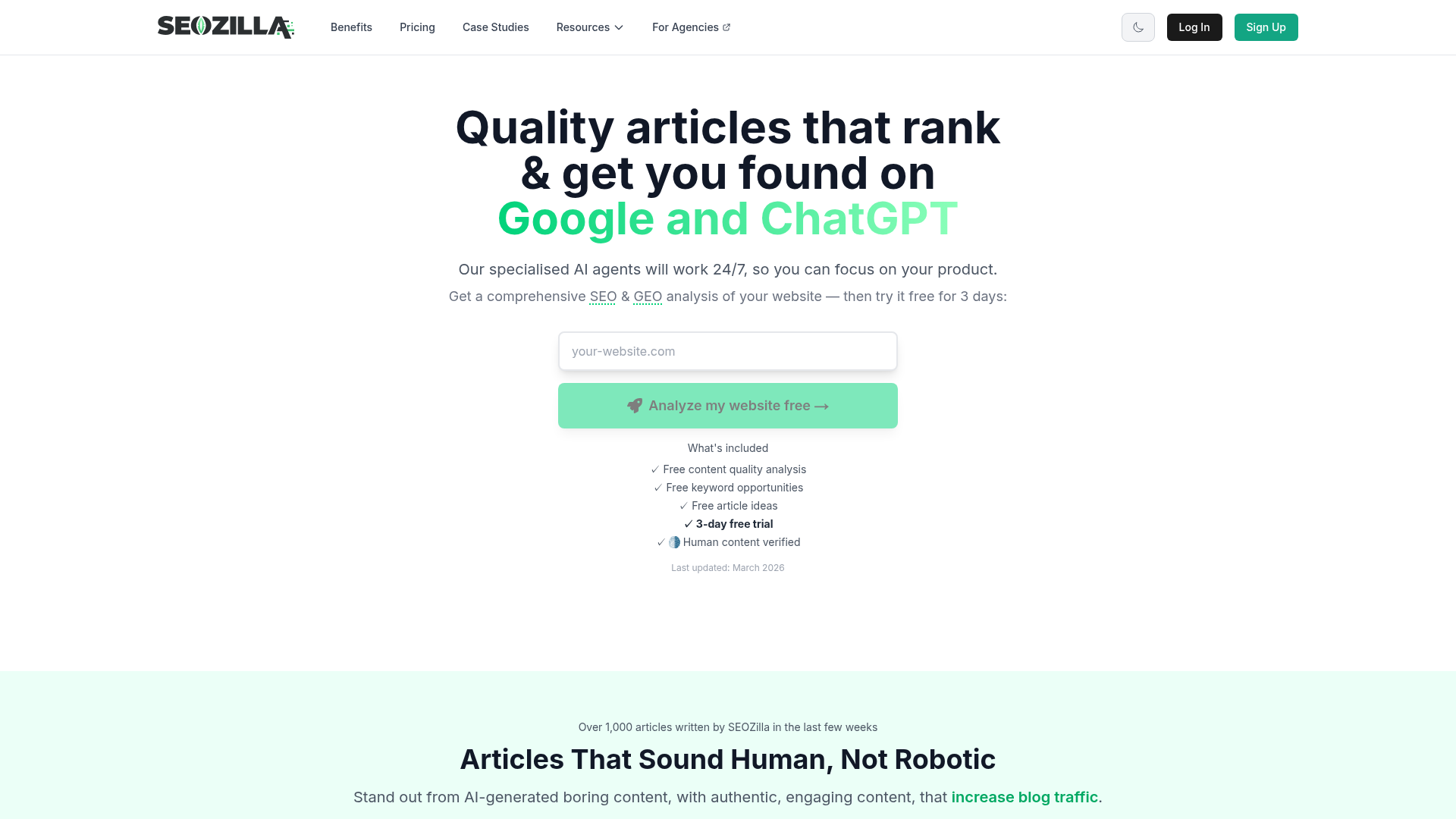 1. Seozilla Homepage