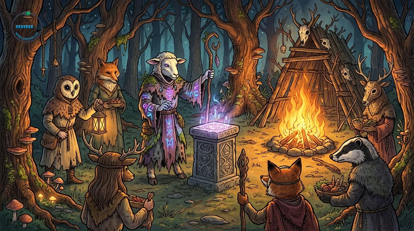 Cult of the Lamb ritual scene (watermarked)