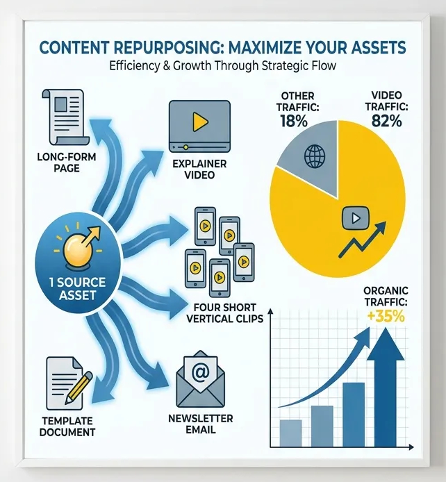 content repurposing workflow infographic